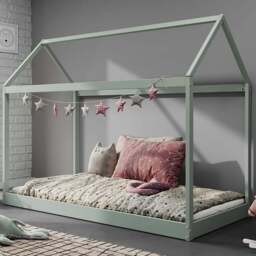 Home Detail Taylor Pastel Green Wooden Kids House Bed - Size: Single - Wilko
