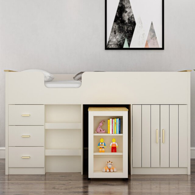 Lexington Cream Mid Sleeper with Gold Handles - Size: Single - Wilko - image 1