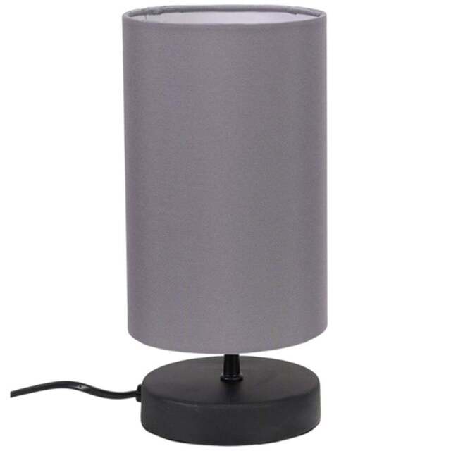 ValueLights Francis Grey Shade Black Touch Table Lamp and Bulb - Size: 24.5 x 12 x 12cm - Wilko - image 1