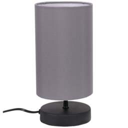 ValueLights Francis Grey Shade Black Touch Table Lamp and Bulb - Size: 24.5 x 12 x 12cm - Wilko
