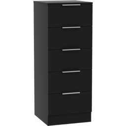 Vida Designs Trega 5 Drawer Black Narrow Bedside Cabinet - Wilko - thumbnail 3
