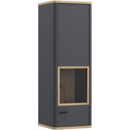 Florence Klara Single Door Grey and Oak Glass Display Cabinet - Size: 126.4 x 43.5 x 41.4cm - Multi - Furniture To Go - Wilko - thumbnail 3