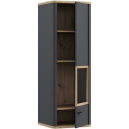 Florence Klara Single Door Grey and Oak Glass Display Cabinet - Size: 126.4 x 43.5 x 41.4cm - Multi - Furniture To Go - Wilko - thumbnail 5