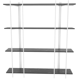 Decorotika Moss 4 Shelf Black Marble and White Bookcase - Size: 180 x 160 x 29.6cm - Multi - Wilko - thumbnail 4