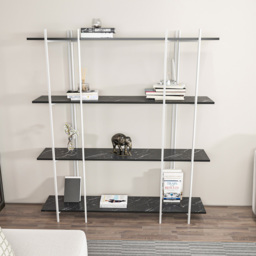 Decorotika Moss 4 Shelf Black Marble and White Bookcase - Size: 180 x 160 x 29.6cm - Multi - Wilko - thumbnail 5