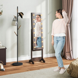 HOMCOM Dark Brown Freestanding LED Mirrored Jewellery Cabinet - Size: 14.5 x 38.5 x 113cm - Wilko - thumbnail 3