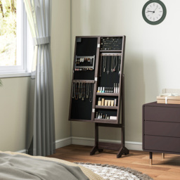 HOMCOM Dark Brown Freestanding LED Mirrored Jewellery Cabinet - Size: 14.5 x 38.5 x 113cm - Wilko - thumbnail 5