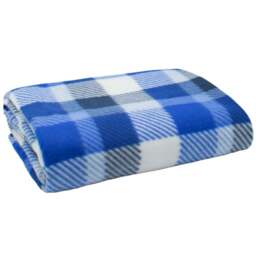 Velosso Blue Check Polar Fleece Blanket 152 x 127cm - Size: 127 x 152 x 1cm - Wilko