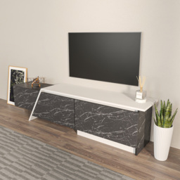 Decorotika Zonas 3 Door White and Black Marble Effect TV Unit - Size: 45 x 180 x 35cm - Multi - Wilko - thumbnail 5