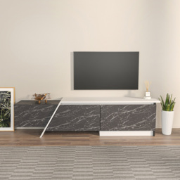 Decorotika Zonas 3 Door White and Black Marble Effect TV Unit - Size: 45 x 180 x 35cm - Multi - Wilko - thumbnail 4