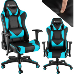 tectake Stealth Black and Azure Gaming Chair - Size: 125 x 68 x 69cm - Wilko - thumbnail 3