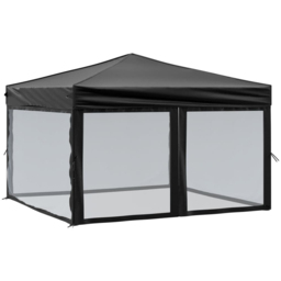 vidaXL 3 x 3m Black Foldable Party Tent with Sidewalls - Wilko - thumbnail 3