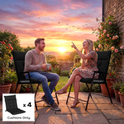 Outsunny Black Waterproof Garden Chair Cushion 111.5 x 53cm 4 Pack - Size: 10 x 111.5 x 53cm - Wilko - thumbnail 7