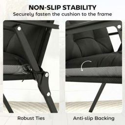 Outsunny Black Waterproof Garden Chair Cushion 111.5 x 53cm 4 Pack - Size: 10 x 111.5 x 53cm - Wilko - thumbnail 4