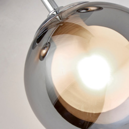 Lighting Collection 3 Light Chrome Smokey Glass Shade Ceiling Light - Size: 13.5 x 42 x 42cm - Silver - Wilko - thumbnail 5