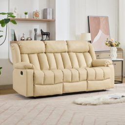 Artemis Home Sheridan 3 Seater Cream Leather Manual Recliner Sofa with Central Console - Wilko - thumbnail 5