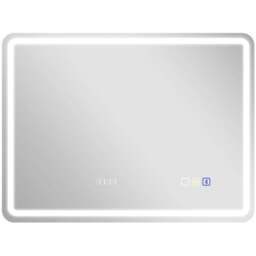 HOMCOM Silver Bluetooth Clock Frameless LED Bathroom Mirror 60 x 80cm - Size: 60 x 3.5 x 80cm - Wilko - thumbnail 1