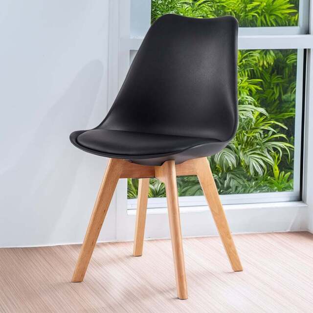Eva Black Padded Single Dining Chair - Size: Set of 1 - MCC - Wilko - image 1