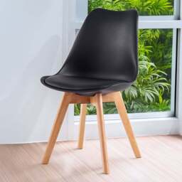 Eva Black Padded Single Dining Chair - Size: Set of 1 - MCC - Wilko