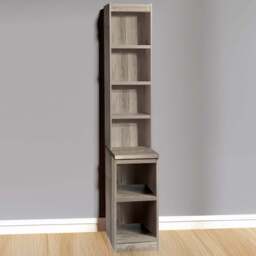 R White Cabinets 6 Shelf Grey Desk Height Bookcase with Hutch - Size: 182.8 x 30 x 54cm - Wilko