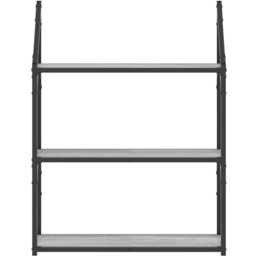 vidaXL 60 x 21 x 78.5cm 3-Tier Grey Wall Shelf - Size: 78.5 x 60 x 21cm - Wilko - thumbnail 3