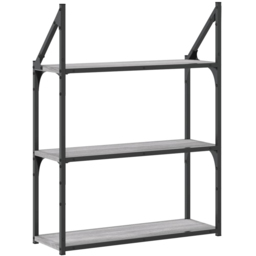 vidaXL 60 x 21 x 78.5cm 3-Tier Grey Wall Shelf - Size: 78.5 x 60 x 21cm - Wilko - thumbnail 5