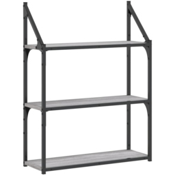 vidaXL 60 x 21 x 78.5cm 3-Tier Grey Wall Shelf - Size: 78.5 x 60 x 21cm - Wilko