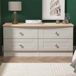 Crowndale Sussex 4 Drawer Grey Ash and Bardolino Oak Bed Box Ready Assembled - Grey Ash & Bardolino Oak - Wilko - thumbnail 1