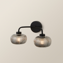 ValueLights Amaia Matt Black 2 Way Smoked Ribbed Glass LED Wall Light - Size: 16.5 x 32 x 17cm - Wilko - thumbnail 6