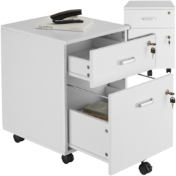 tectake 2 Lockable Drawer White Filing Cabinet - Size: 54.5 x 40 x 46cm - Wilko - thumbnail 3