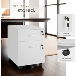 tectake 2 Lockable Drawer White Filing Cabinet - Size: 54.5 x 40 x 46cm - Wilko - thumbnail 5