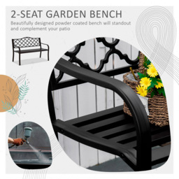 Outsunny 2 Seater Brown Cast Iron Antique Garden Bench with Armrest - Wilko - thumbnail 5