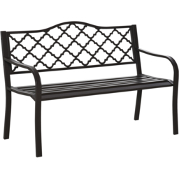 Outsunny 2 Seater Brown Cast Iron Antique Garden Bench with Armrest - Wilko - thumbnail 3