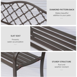Outsunny 2 Seater Brown Cast Iron Antique Garden Bench with Armrest - Wilko - thumbnail 6