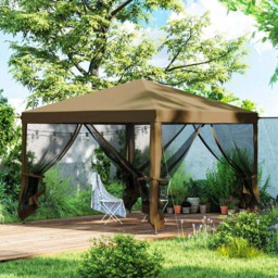 Outsunny 3 x 3m Khaki Heavy Duty Pop Up Gazebo with 4 Mesh Sides and Carry Bag - Cream - Wilko