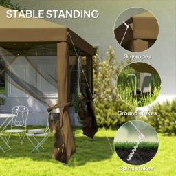 Outsunny 3 x 3m Khaki Heavy Duty Pop Up Gazebo with 4 Mesh Sides and Carry Bag - Cream - Wilko - thumbnail 7