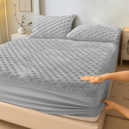 Velosso Double Silver Chunky Popcorn Fitted Sheet - Wilko - thumbnail 3