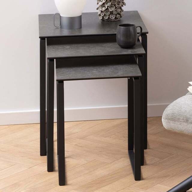 Florence Katrine Black Ceramic Nest of Tables Set of 3 - Furniture To Go - Wilko - image 1