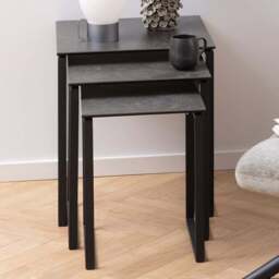 Florence Katrine Black Ceramic Nest of Tables Set of 3 - Furniture To Go - Wilko