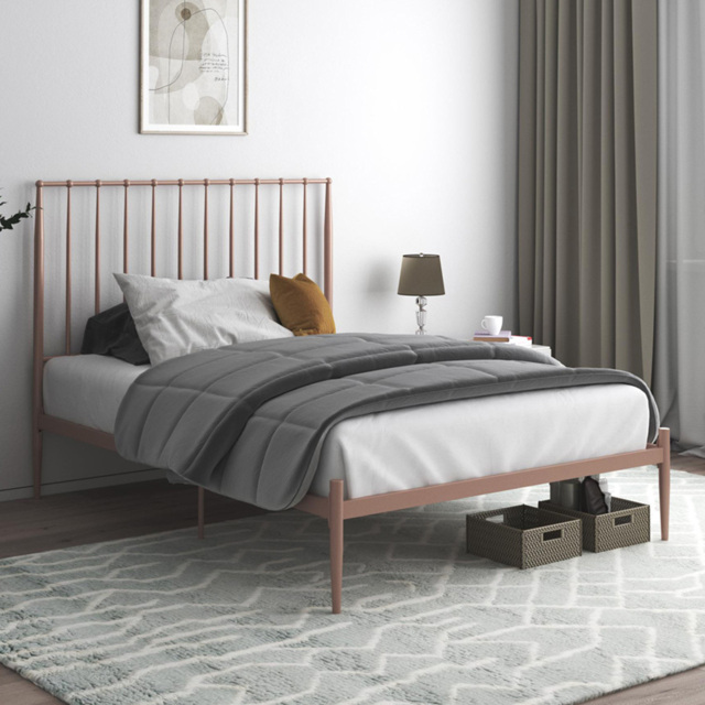 Dorel Giulia Double Pink Metal Bed Frame with Headboard - Wilko - image 1