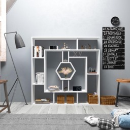 Decorotika Labrina 12 Shelf White Hexagonal Geometric Bookcase - Size: 134 x 134 x 22cm - Wilko - thumbnail 4