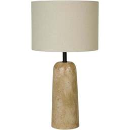 Lighting Collection Conway Natural Shade Travertine Finish Ceramic Table Lamp - Size: 34 x 26 x 38.5cm - White and Brown - Wilko - thumbnail 1