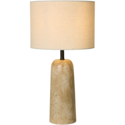 Lighting Collection Conway Natural Shade Travertine Finish Ceramic Table Lamp - Size: 34 x 26 x 38.5cm - White and Brown - Wilko - thumbnail 4