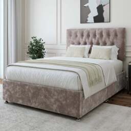Bedmaster Double Silver Chenille 2 Drawer Divan Base with Lona Headboard - Wilko - thumbnail 1