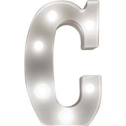 St Helens Battery Operated 3D LED Letter C Light - Size: 14 x 3 x 22cm - White - Wilko - thumbnail 1