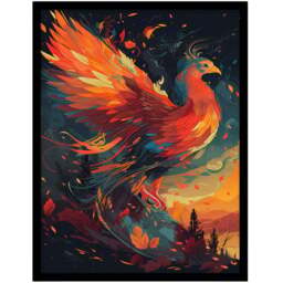 Artery8 Majestic Phoenix Spreading Wings Framed Wall Art Print 21 x 29.7cm - Size: 32.3 x 23.4 x 1.5cm - Orange - Wilko - thumbnail 1