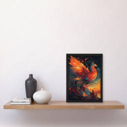 Artery8 Majestic Phoenix Spreading Wings Framed Wall Art Print 21 x 29.7cm - Size: 32.3 x 23.4 x 1.5cm - Orange - Wilko - thumbnail 3