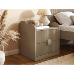 Flair Calista 2 Drawer Dark Beige Ribbed Nightstand - Cream - Wilko - thumbnail 5