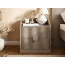 Flair Calista 2 Drawer Dark Beige Ribbed Nightstand - Cream - Wilko - thumbnail 6
