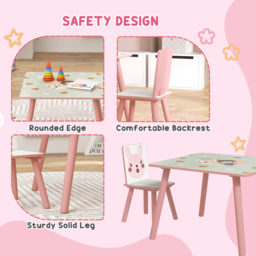 Playful Haven 3 Piece Pink Kids Table and Chair Set - Size: 60 x 60 x 44cm - Wilko - thumbnail 5